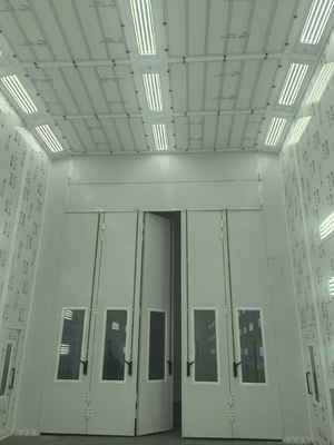 โฟลด์สไตล์ รถยนต์ Spray Booths 30kW อิเล็กทรริก การทําความร้อน PLC การควบคุมจอสัมผัส